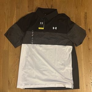 Under Armour Men’s Large Playoff Polo—Black with white and gray